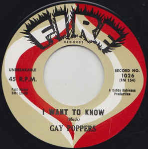 The Gay Poppers - I Want To Know / I've Got It